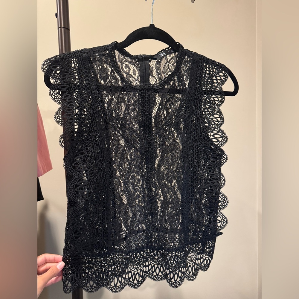 Zara Black Lace Blouse